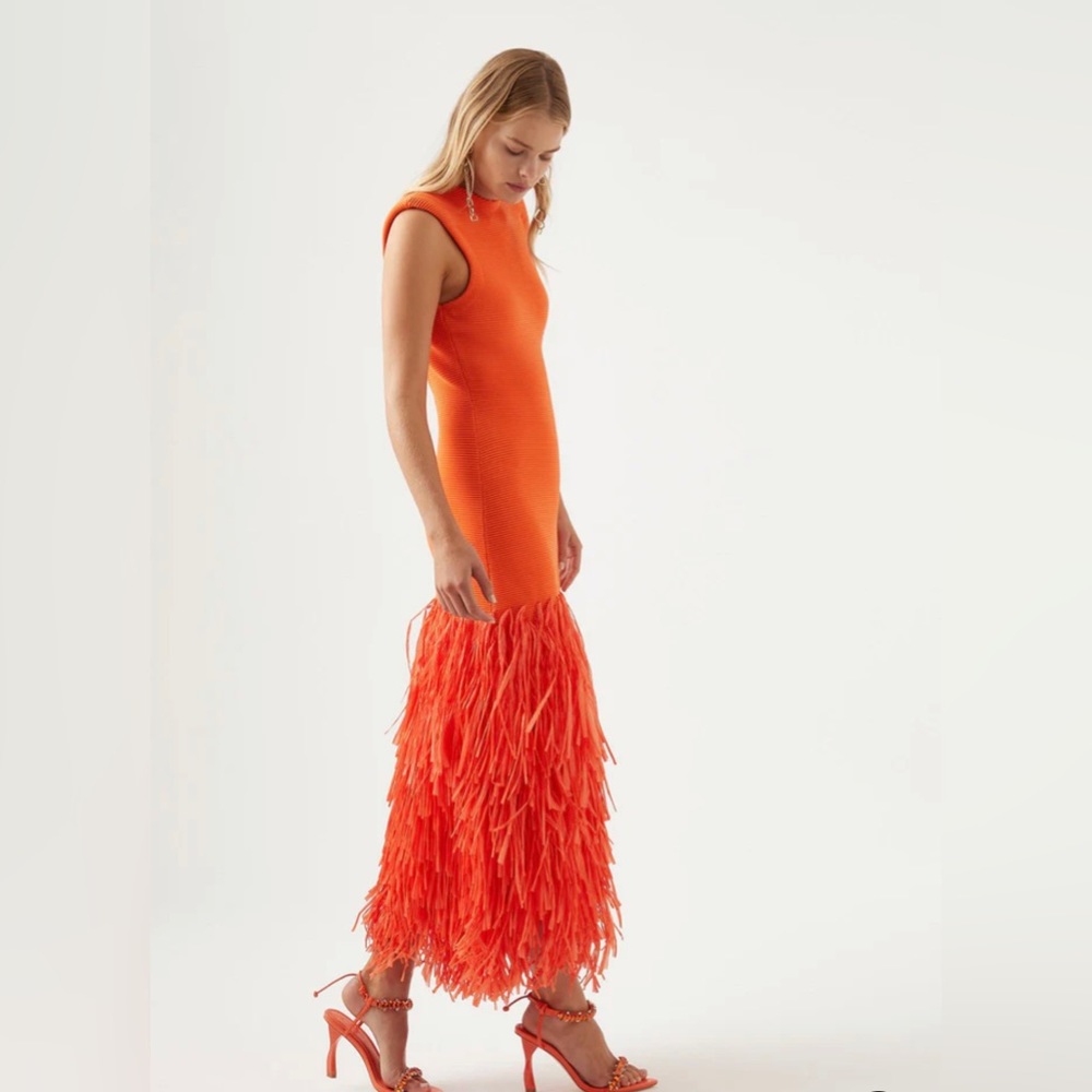 AJE Rushes Raffia Knit Midi Dress, Size M